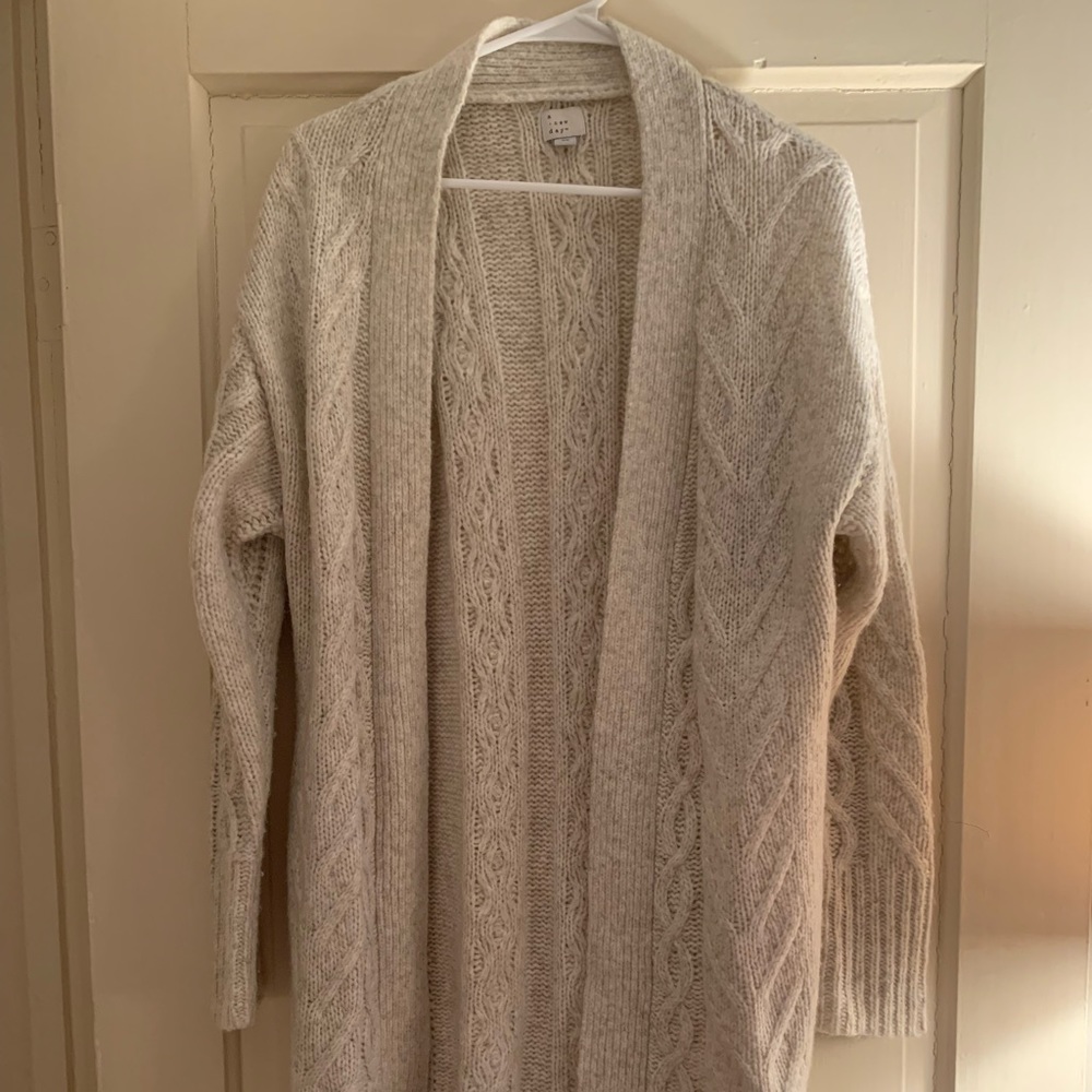 A New Day Size XS, Long Cable Knit Cardigan, worn once, beige